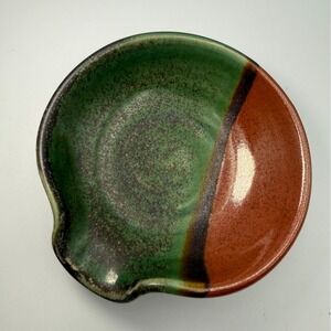 Handmade Studio Pottery Glazed Spoon Rest Dish. - Vintage